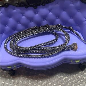 Elegant Black and smoky crystals Wrap Bracelet